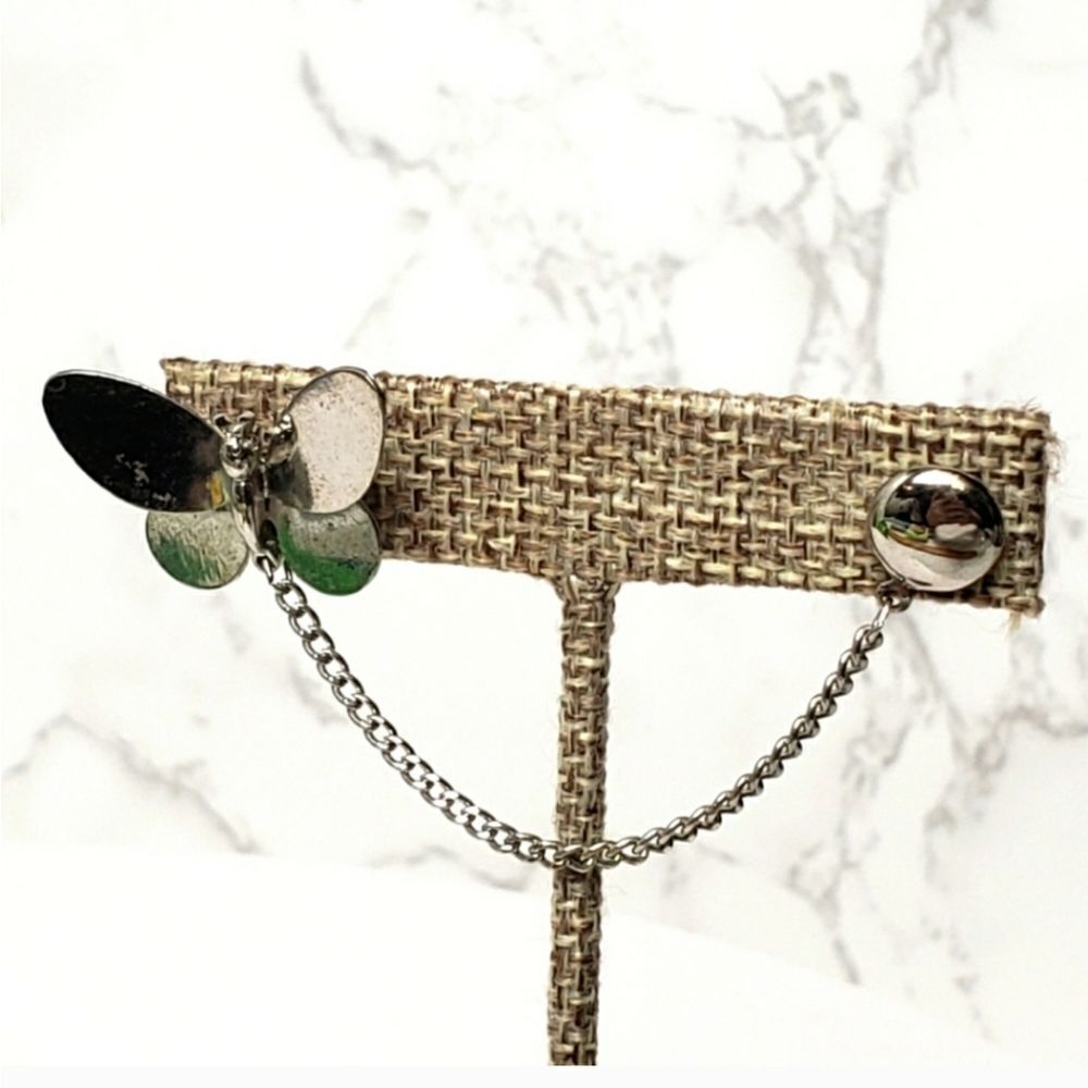 VINTAGE Silver-tone BUTTERFLY Tack Lapel Pin